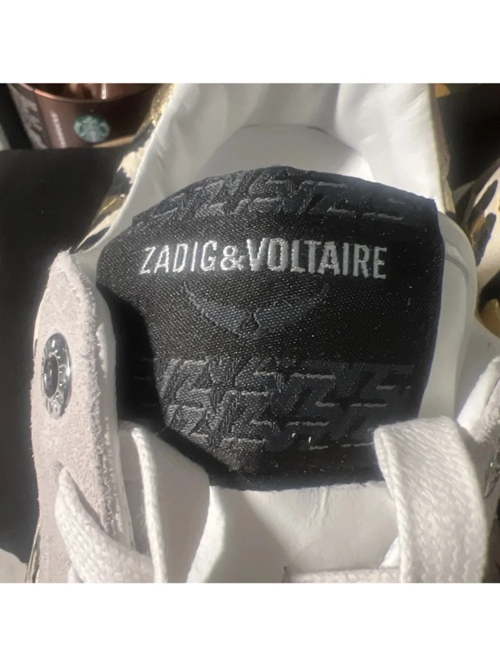 New Zadig & Voltaire White Sneakers with Gold Leopard Panels 7.5 /8 euro 38 - Picture 5 of 10